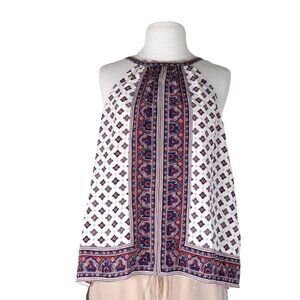 Joie Women's Medium Multicolor White Tank Top Sleeveless Silk Paisley Blouse